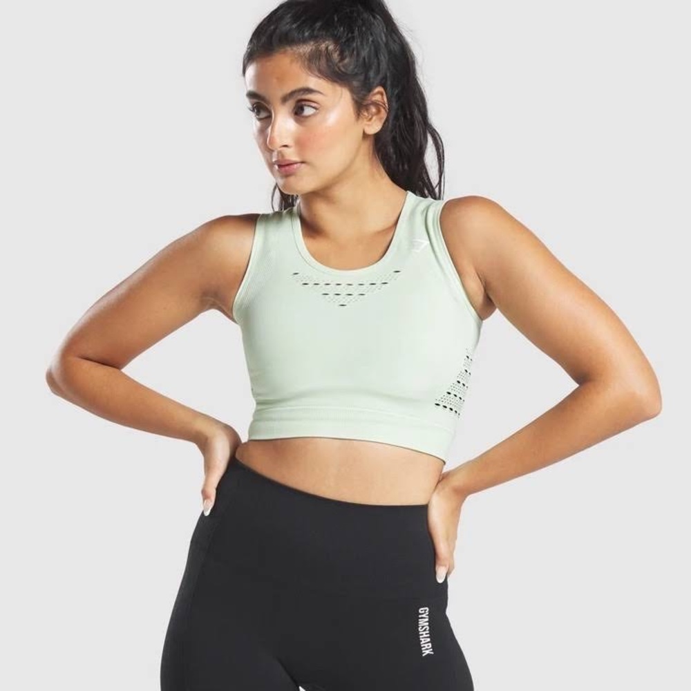 Gymshark Energy Seamless Crop Top-Mint Green - Picture 1 of 3
